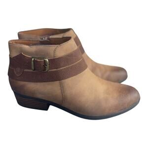 Clarks Women’s Addiy Cora Brown Leather Ankle Western Boots Size-8.5m